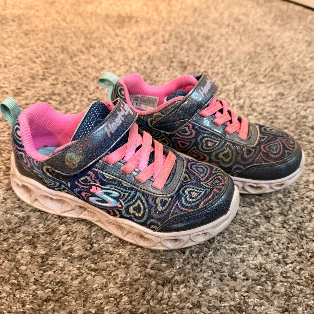 Girls sketchers heart of lights tennis shoes size 12 - Picture 2 of 5